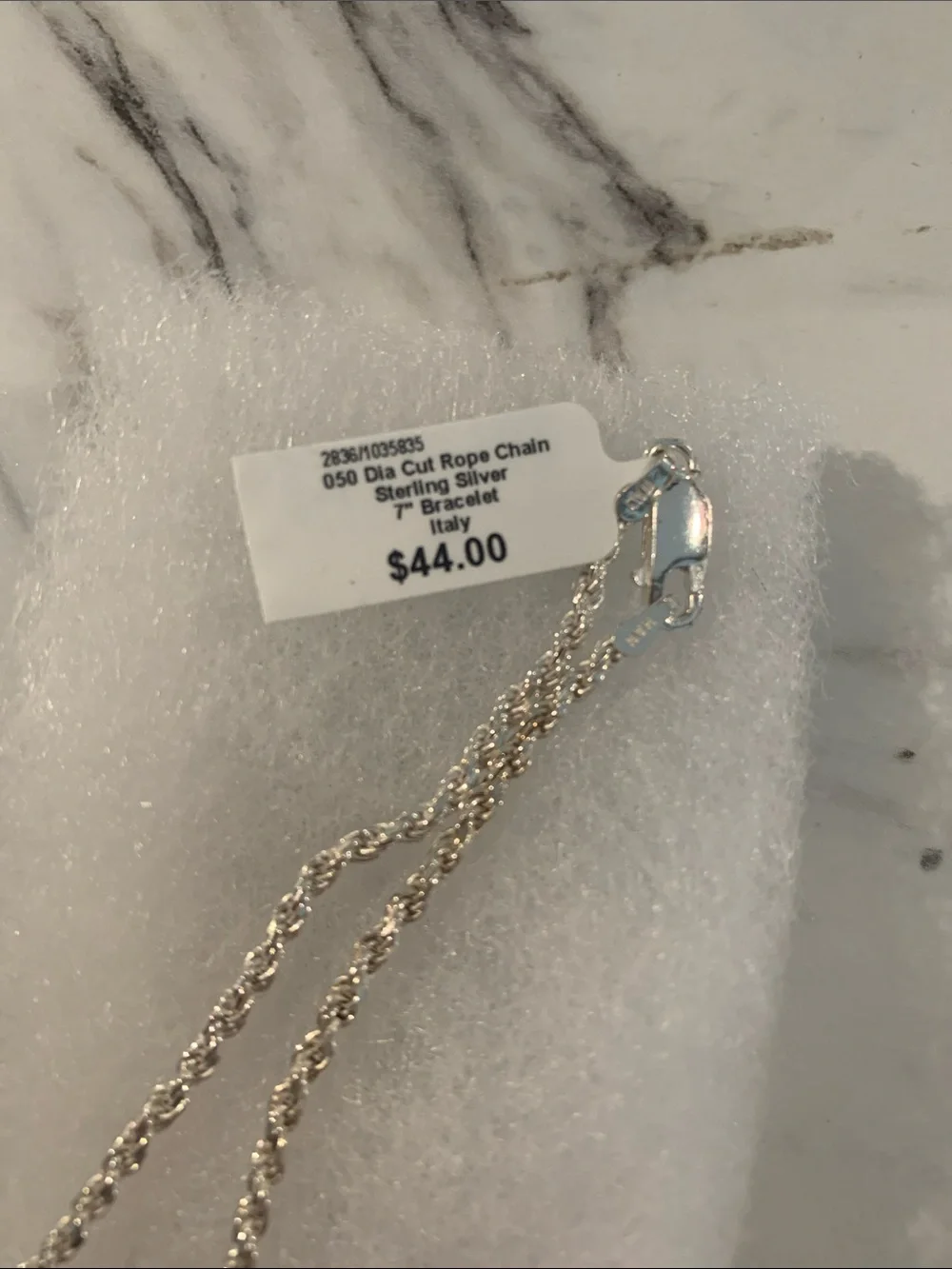 Sterling Silver 7” Rope Chain Bracelet - Silver